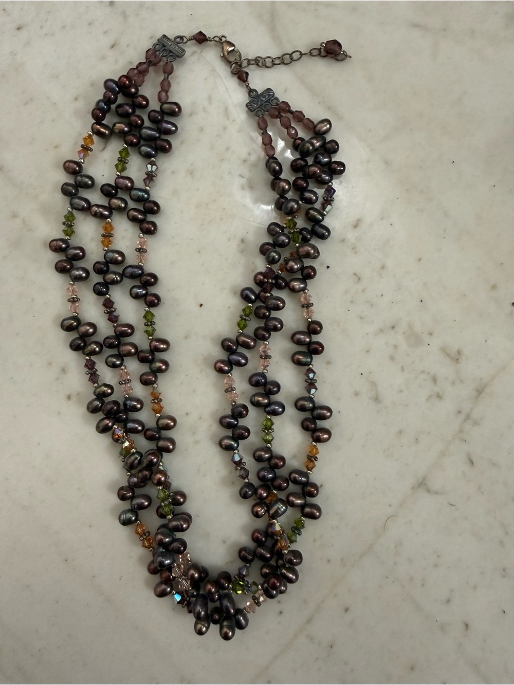 Multi-Strand Iridescent Pearl & Crystal Necklace - Women's Jewelry